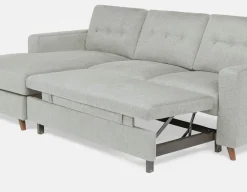 RENEE mid-century modern left-facing sectional sofa-bed with storage