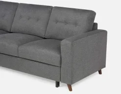 RENEE mid-century modern left-facing sectional sofa-bed with storage
