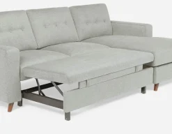 RENEE mid-century modern right-facing sectional sofa-bed with storage