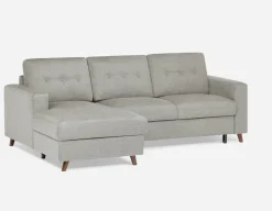 RENEE mid-century modern right-facing sectional sofa-bed with storage