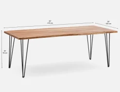 RENO solid acacia large wood dining table 210 cm