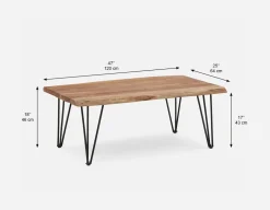 RENO solid acacia wood coffee table 120 cm