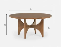 ROSETTA elegant mango wood round dining table 150 cm