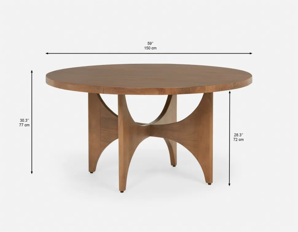 ROSETTA elegant mango wood round dining table 150 cm