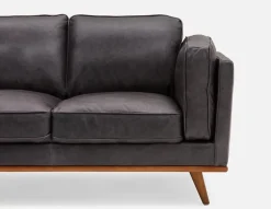 ROWAN mid-century modern 100% leather 3-seater sofa