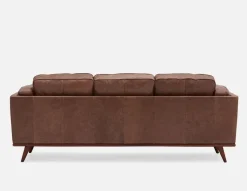 ROWAN mid-century modern 100% leather 3-seater sofa