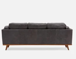 ROWAN mid-century modern 100% leather 3-seater sofa
