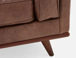 ROWAN mid-century modern 100% leather 3-seater sofa