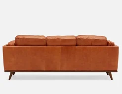ROWAN mid-century modern 100% leather 3-seater sofa