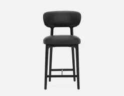 SEVILLE 100% leather mid-century counter stool 66cm