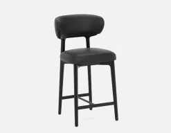SEVILLE 100% leather mid-century counter stool 66cm