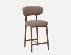 SEVILLE 100% leather mid-century counter stool 66cm