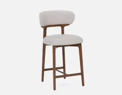 SEVILLE 100% leather mid-century counter stool 66cm