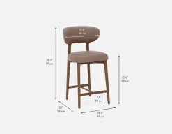 SEVILLE 100% leather mid-century counter stool 66cm