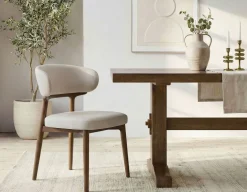 SEVILLE 100% leather mid-century dining chair