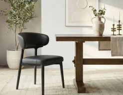 SEVILLE 100% leather mid-century dining chair