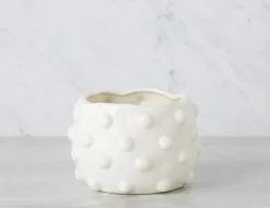 SHANE ceramic pot with wood stand 36 cm