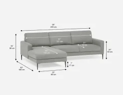 TERESA contemporary left-facing sectional sofa