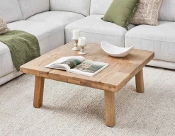 THESSALIA distressed solid mango wood coffee table 90 cm