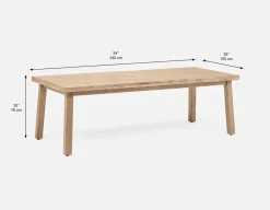 THESSALIA distressed solid mango wood large dining table 240 cm