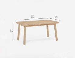 THESSALIA rustic farmhouse distressed solid mango wood dining table 150 cm