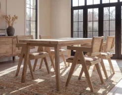 THESSALIA rustic farmhouse distressed solid mango wood dining table 150 cm