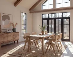 THESSALIA rustic farmhouse distressed solid mango wood dining table 150 cm