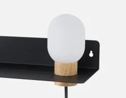 VARDO bedside floating shelf with lamp