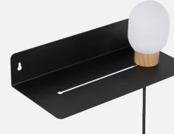VARDO bedside floating shelf with lamp