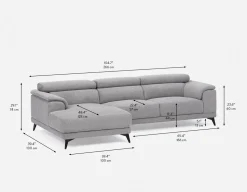 VENTURA modern left-facing sectional sofa