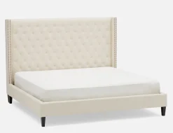 VERSAILLES traditional tufted upholstered wingback king size bed