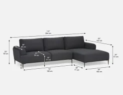 VICTOR contemporary left-facing sectional sofa