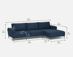 VICTOR contemporary right-facing sectional sofa